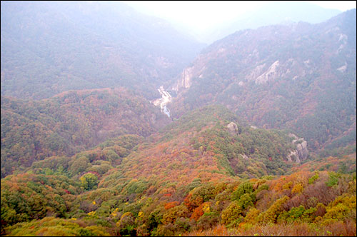 전남 담양 금성산성 북바위에서 내려다 본 강천산은 곱게 물들어 있었습니다. 